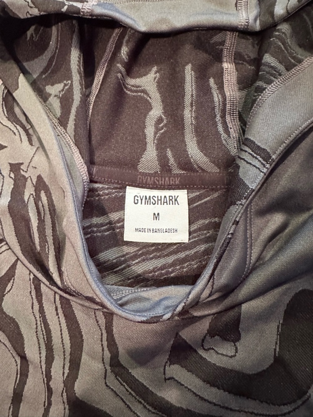 Women's Gymshark Power Crop Hoodie Gray Black Marble Print Synch Size Medium - Picture 9 of 9